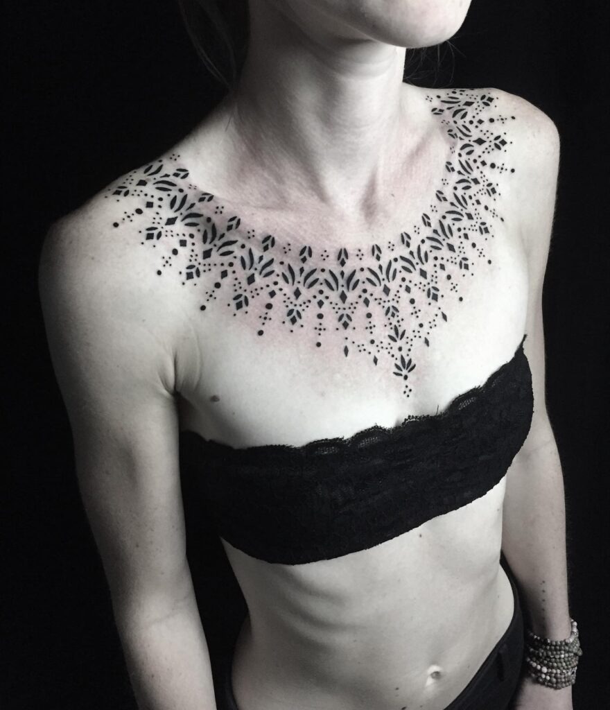 Deep V Henna Necklace Design Tattoo Design