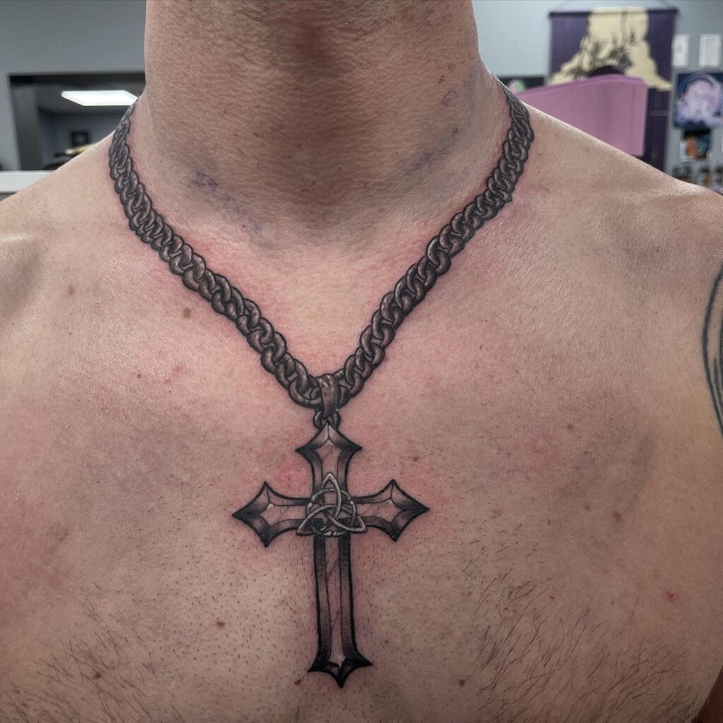 Fine Beaded Rosary Tattoo with Cross Tattoo Design