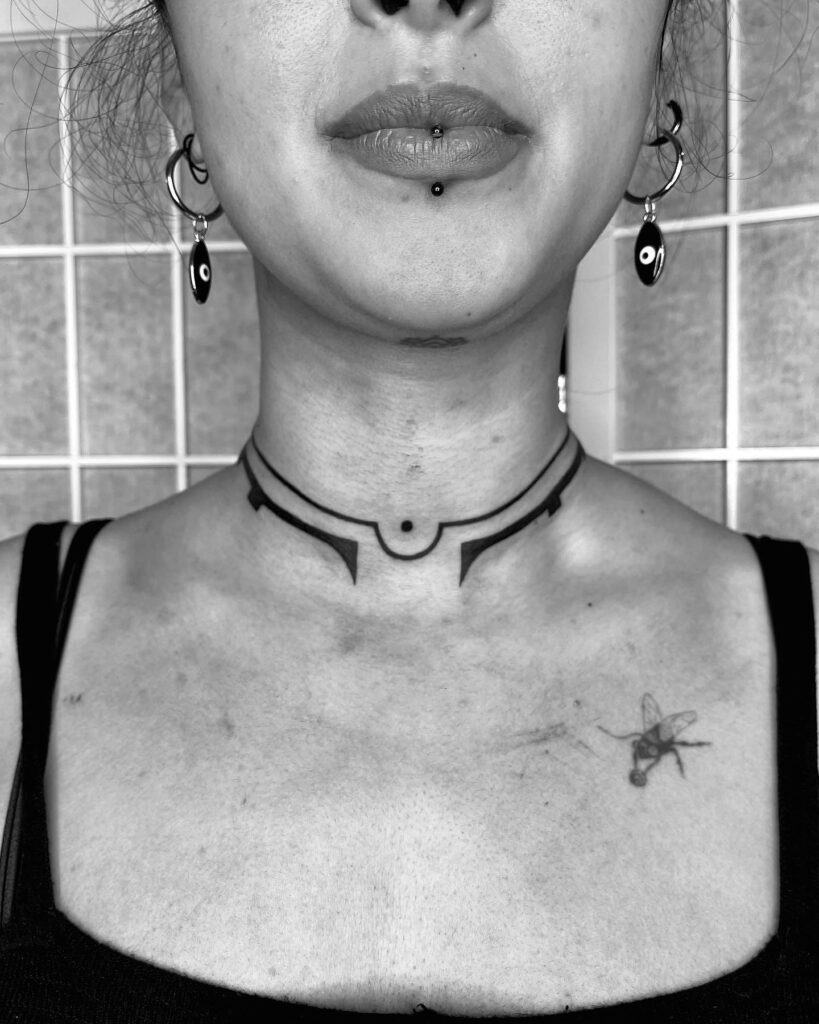 Floral Moon Collar Tattoo Tattoo Design