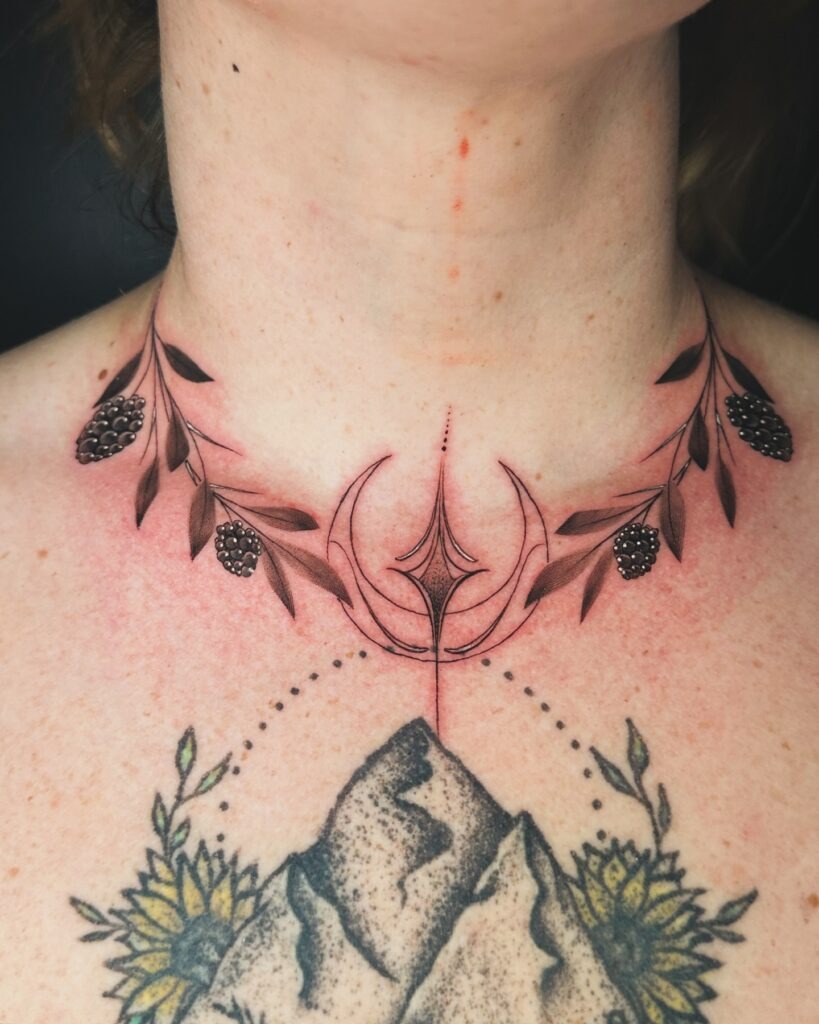 Geometric Collarbone Dotwork Tattoo Tattoo Design