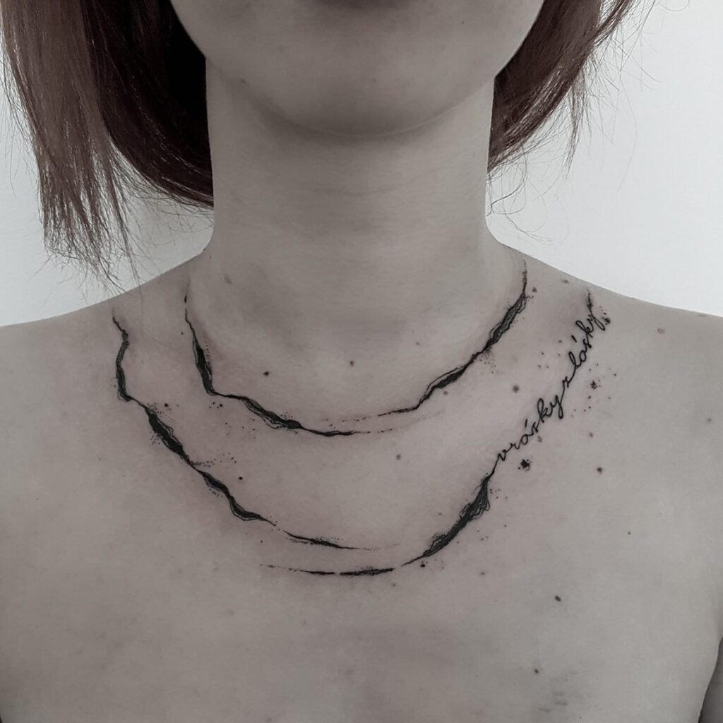 Ornamental Heart and Chain Tattoo Necklace Tattoo Design