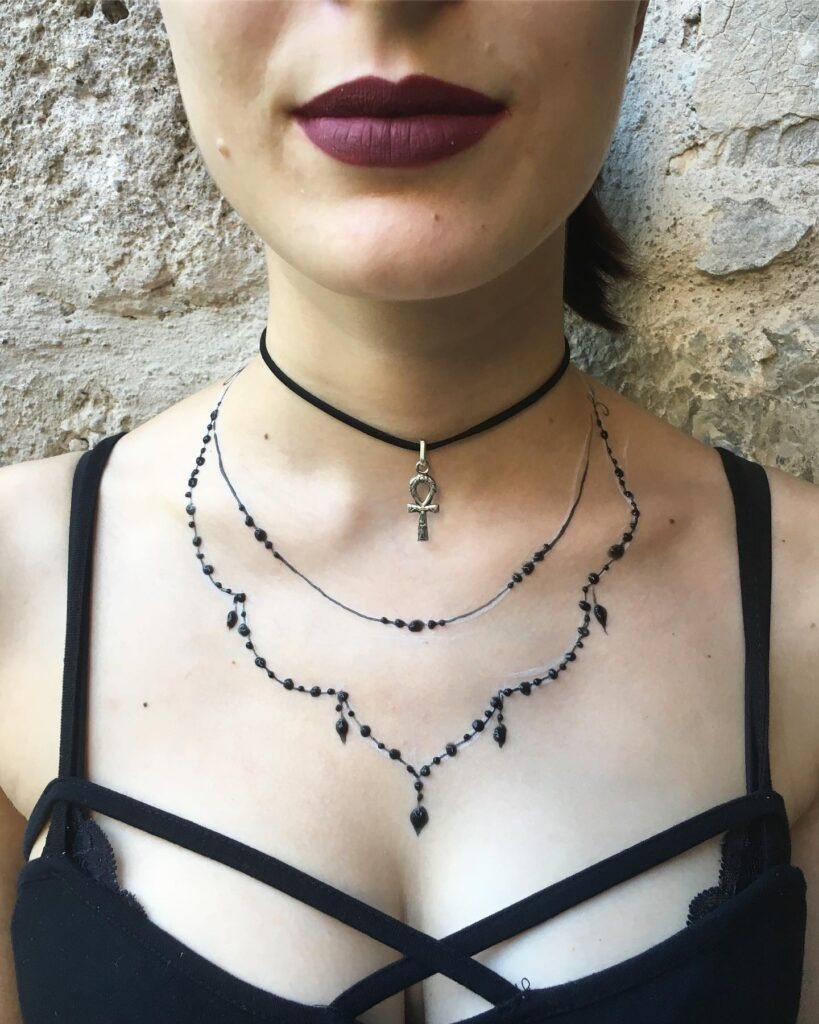 Ornate Heart Jewel Necklace Tattoo Tattoo Design