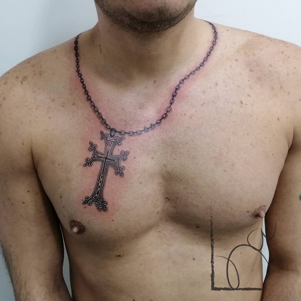Realistic Rosary Cross Tattoo Tattoo Design