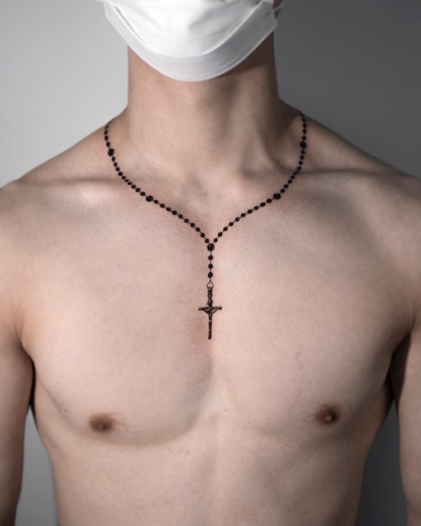 Realistic Wooden Cross Necklace Tattoo Tattoo Design
