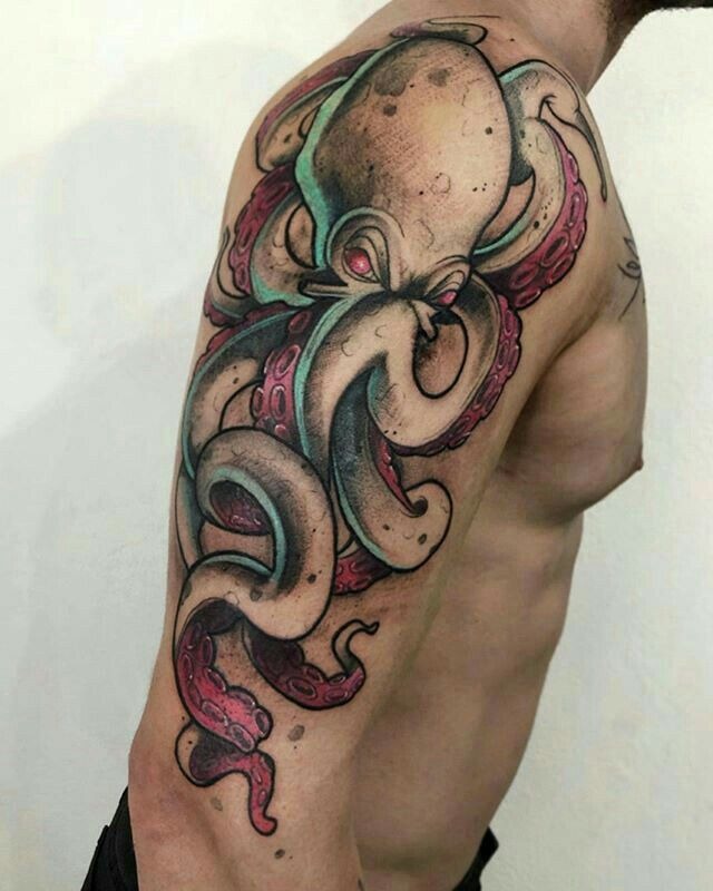Cartoon-Inspired Octopus Tattoo, a tattoo design rendered in bold.