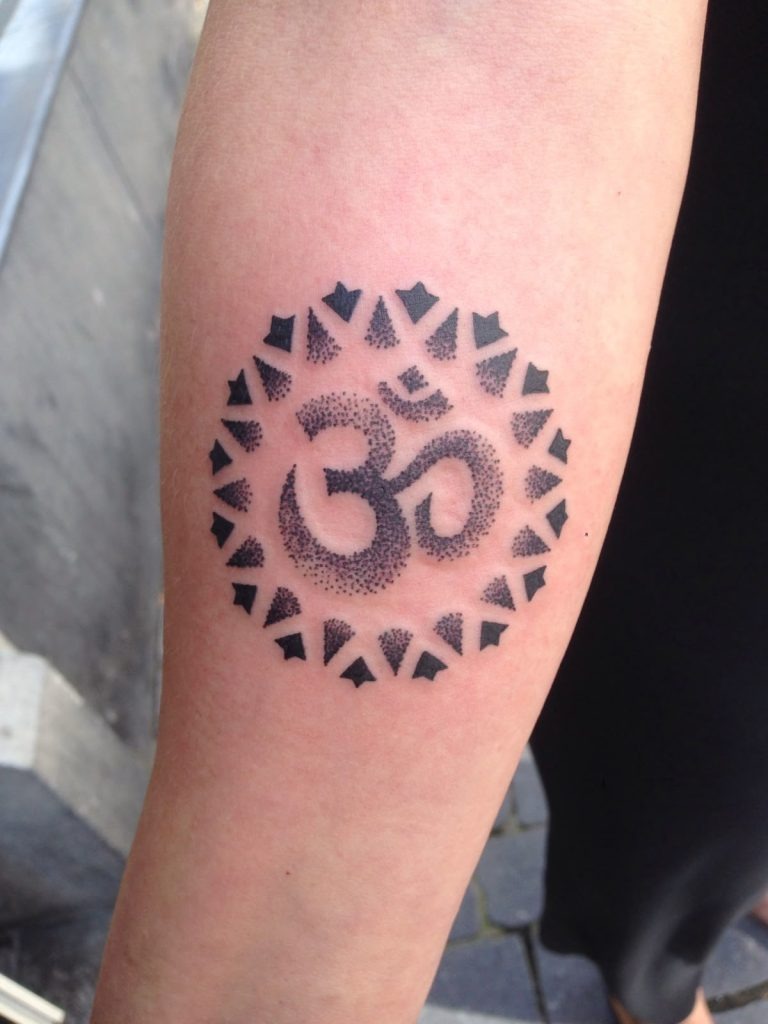 Couple Om Wrist Pair Tattoo Design