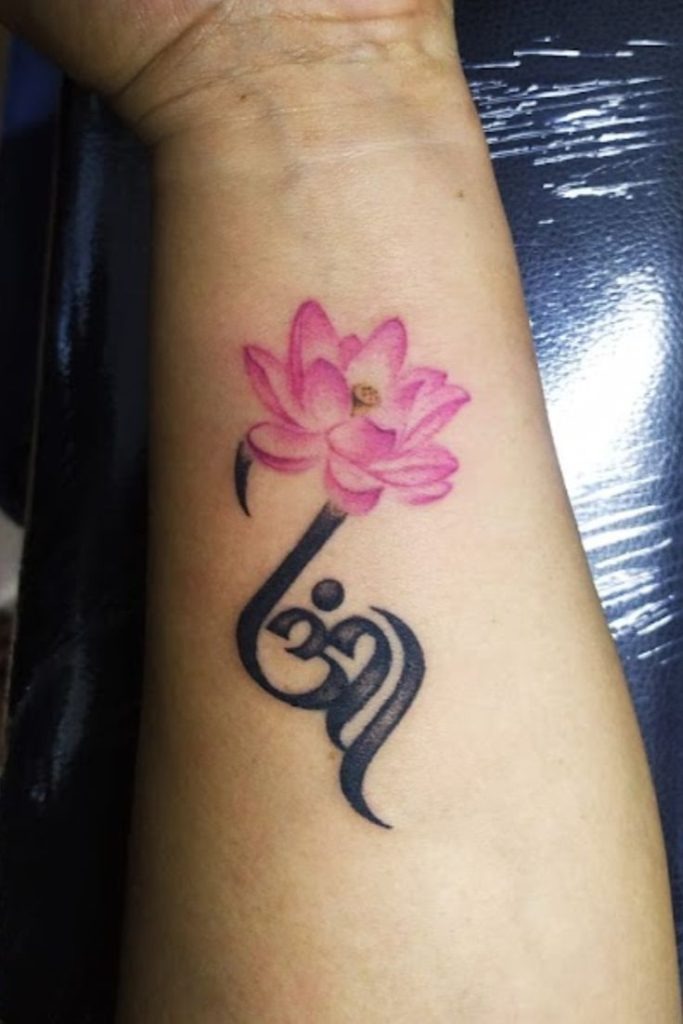Om Mala Bracelet Line Tattoo Design