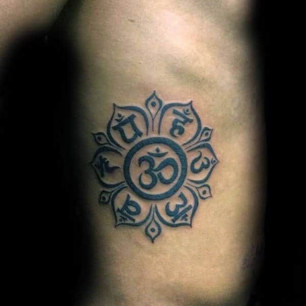Sacred Om In Lotus Mandala Tattoo Design