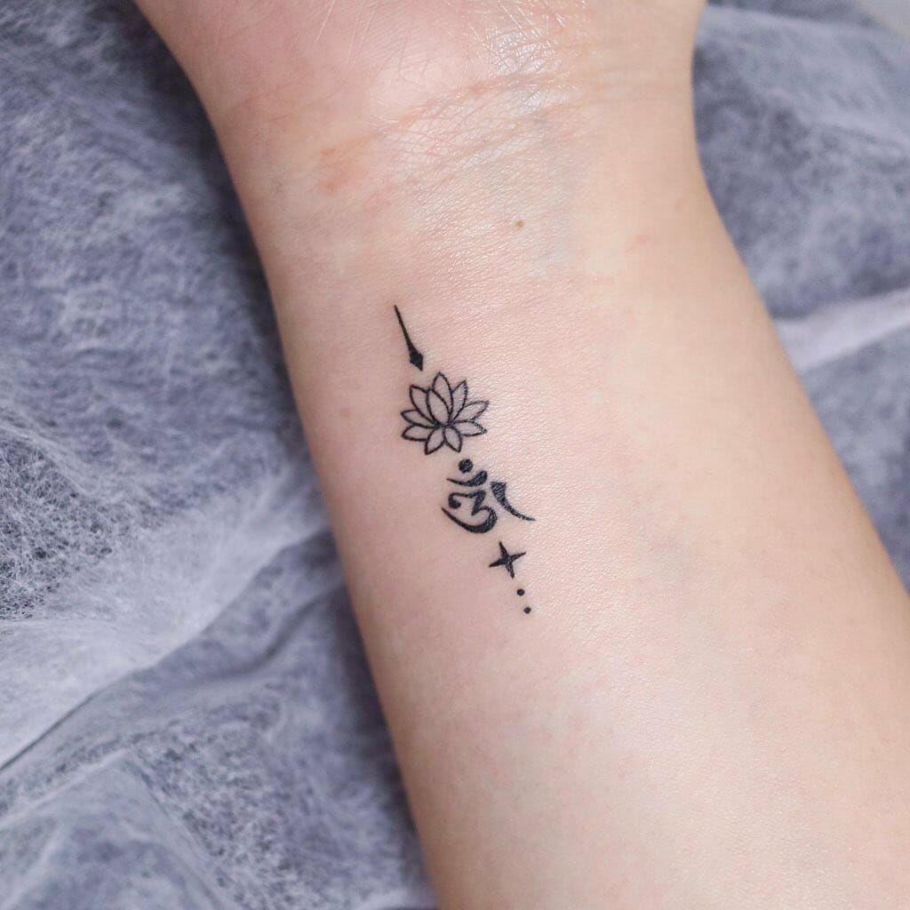 Soft Blue Om On Neck Nape Tattoo Design