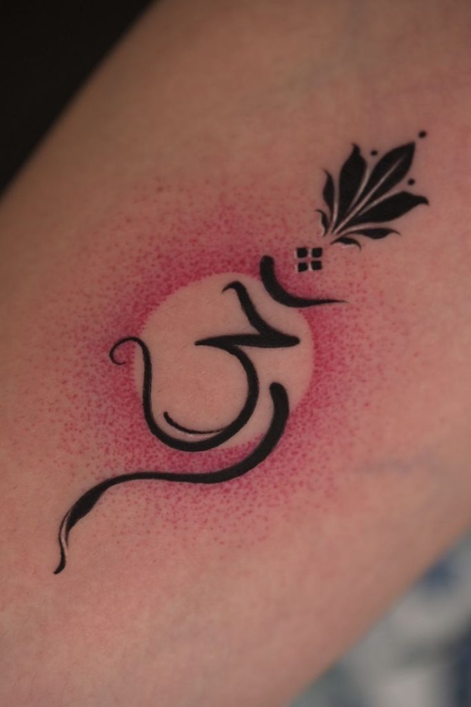 Soft Gradient Om With Flourish Tattoo Design