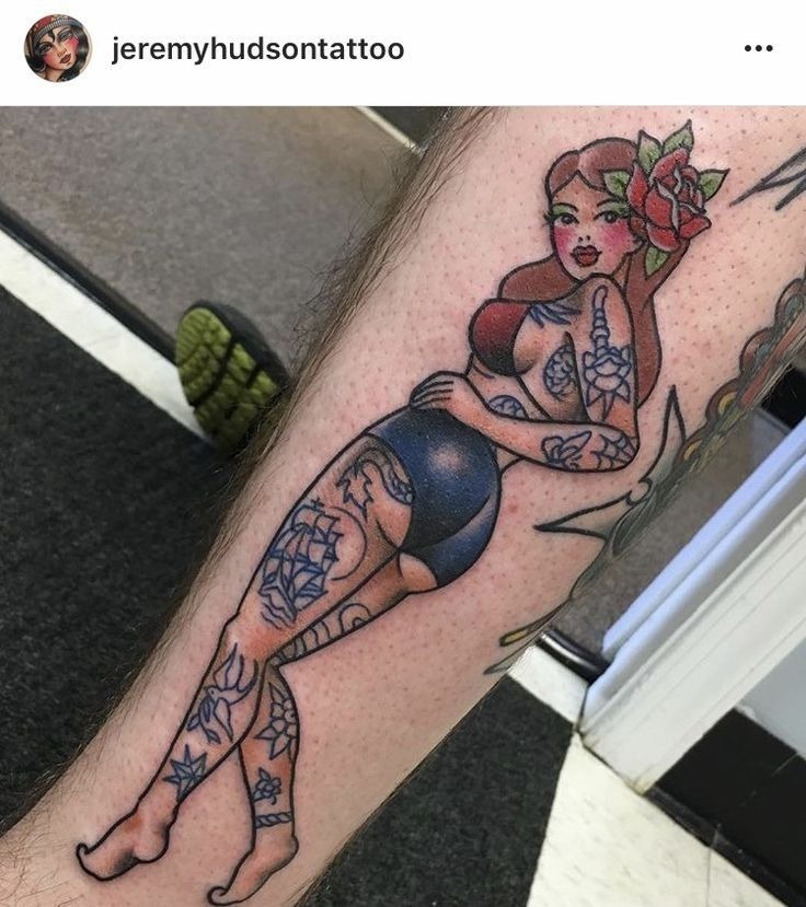 Bomber Girl Salute Pin-Up Tattoo Design