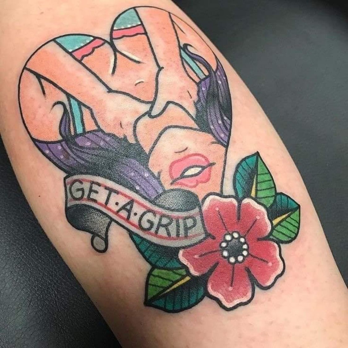 Classic Pinup in Powder-Blue Tattoo Design