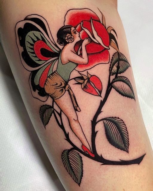 Devil Pin-Up in a Bottle Tattoo Design