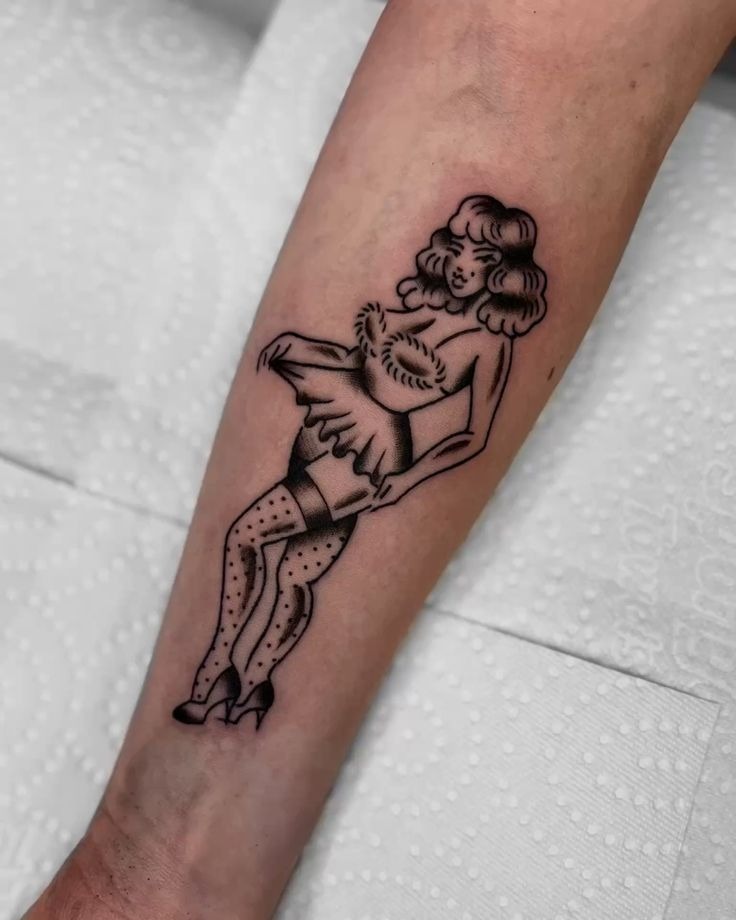 Smoky Lingerie Pinup Tattoo Design