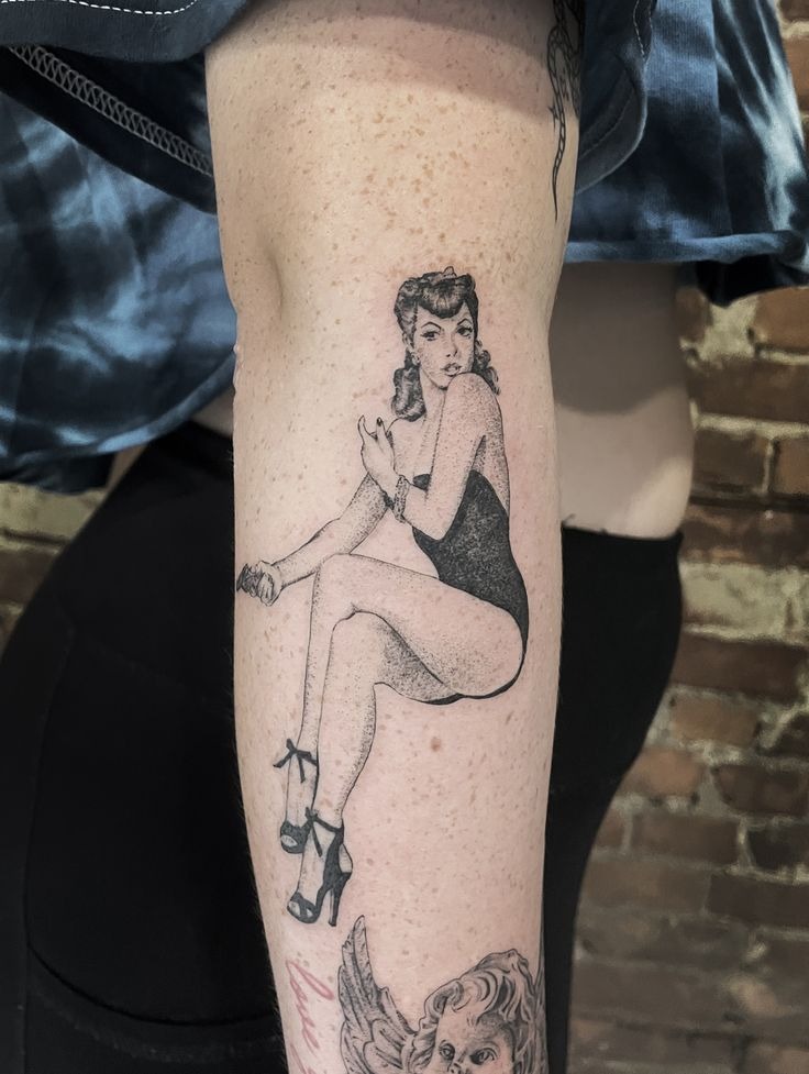 Sultry Cowgirl Pinup Tattoo Design