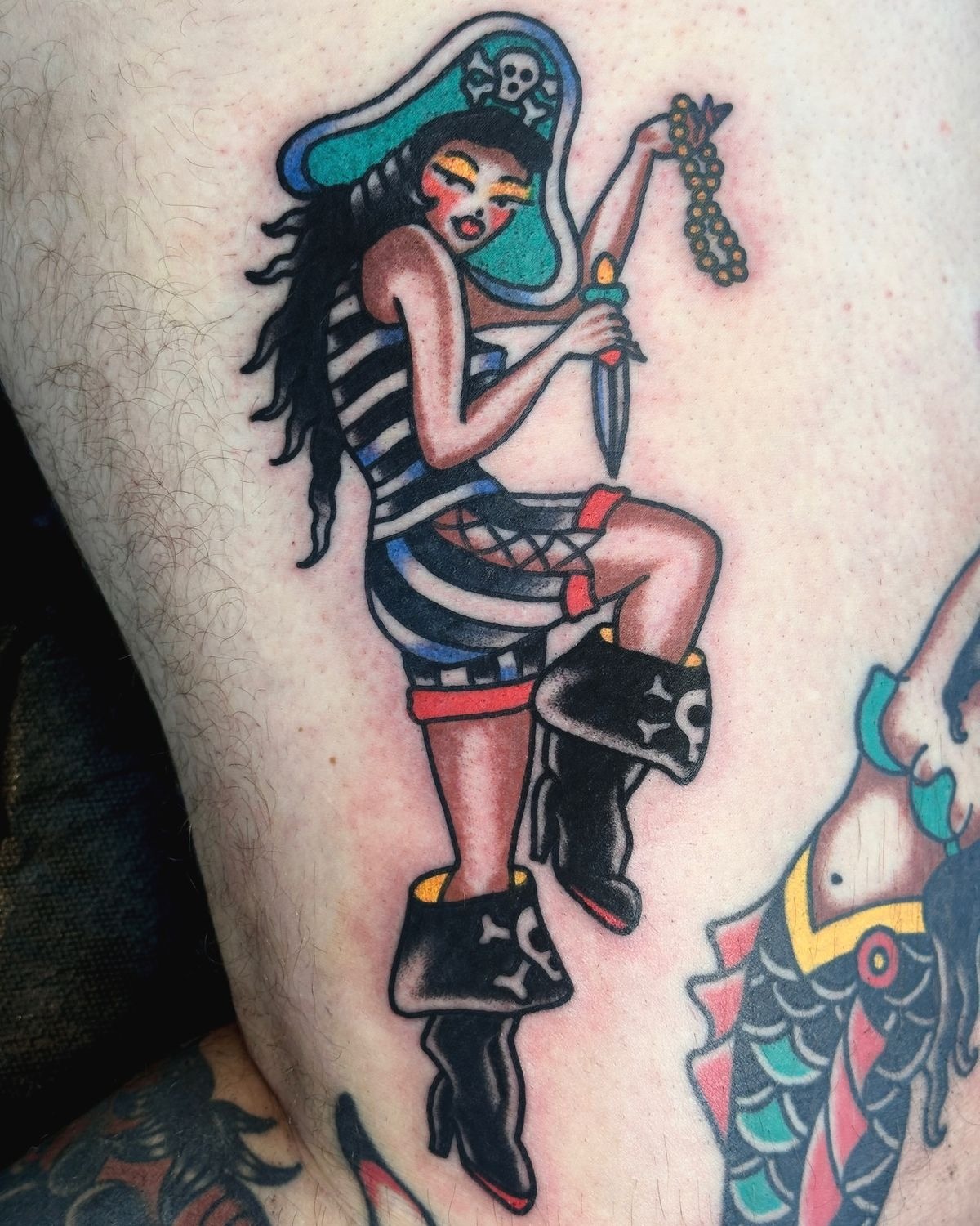 Tattoo-Covered Bikini Pin-Up Tattoo Design