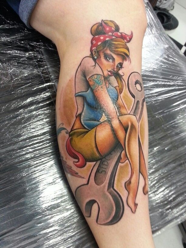 Tattooed Bombshell Pin-Up Tattoo Design