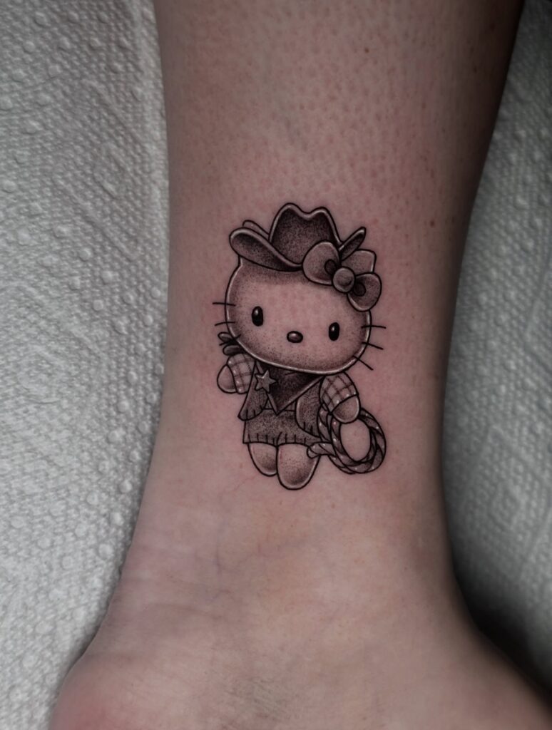 Cowgirl Character Ankle Tattoo Tattoo Design