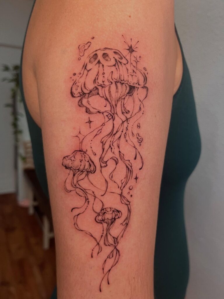Flowing Jellyfish Arm Tattoo Tattoo Design