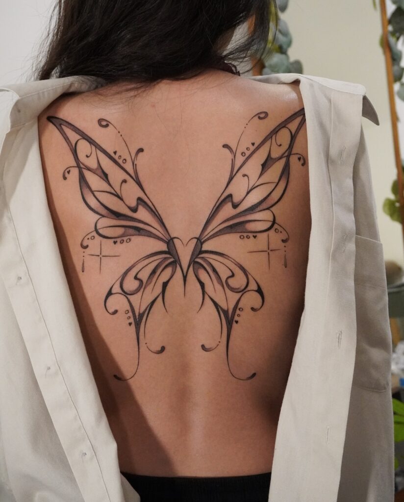 Intricate Butterfly Back Tattoo Tattoo Design