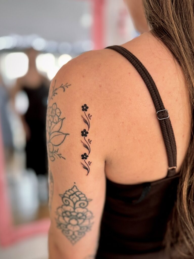 Minimalist Floral Upper Arm Tattoo Tattoo Design