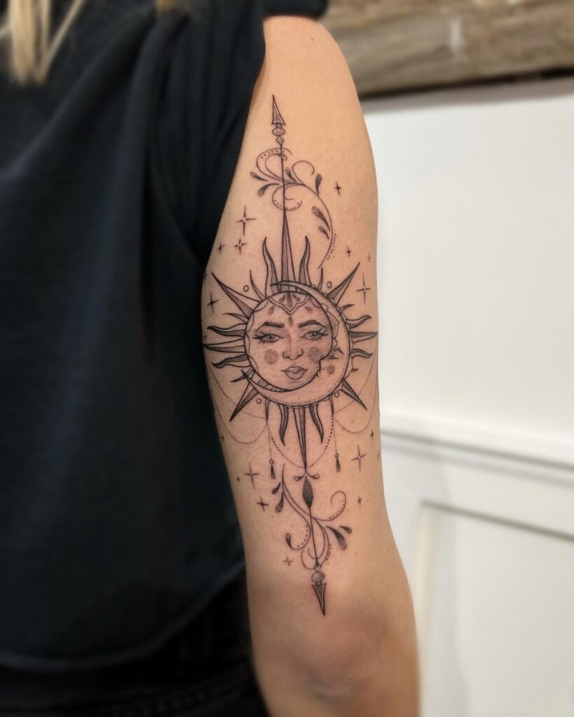 Sun and Moon Upper Arm Tattoo Tattoo Design