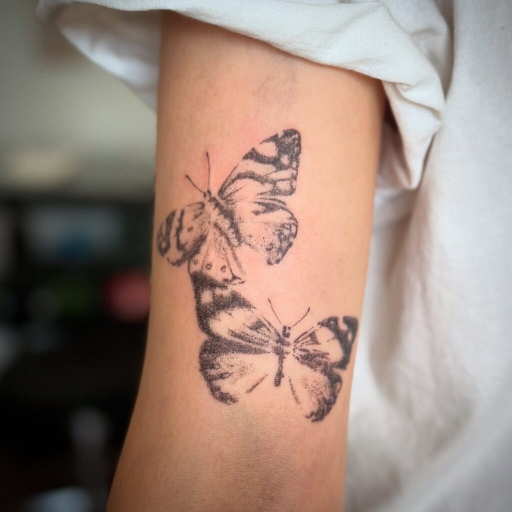 Twin Butterflies Arm Tattoo Tattoo Design