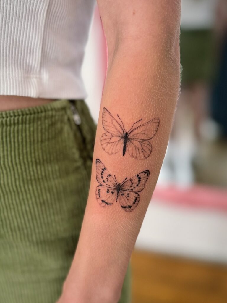 Two Butterflies Forearm Tattoo Tattoo Design