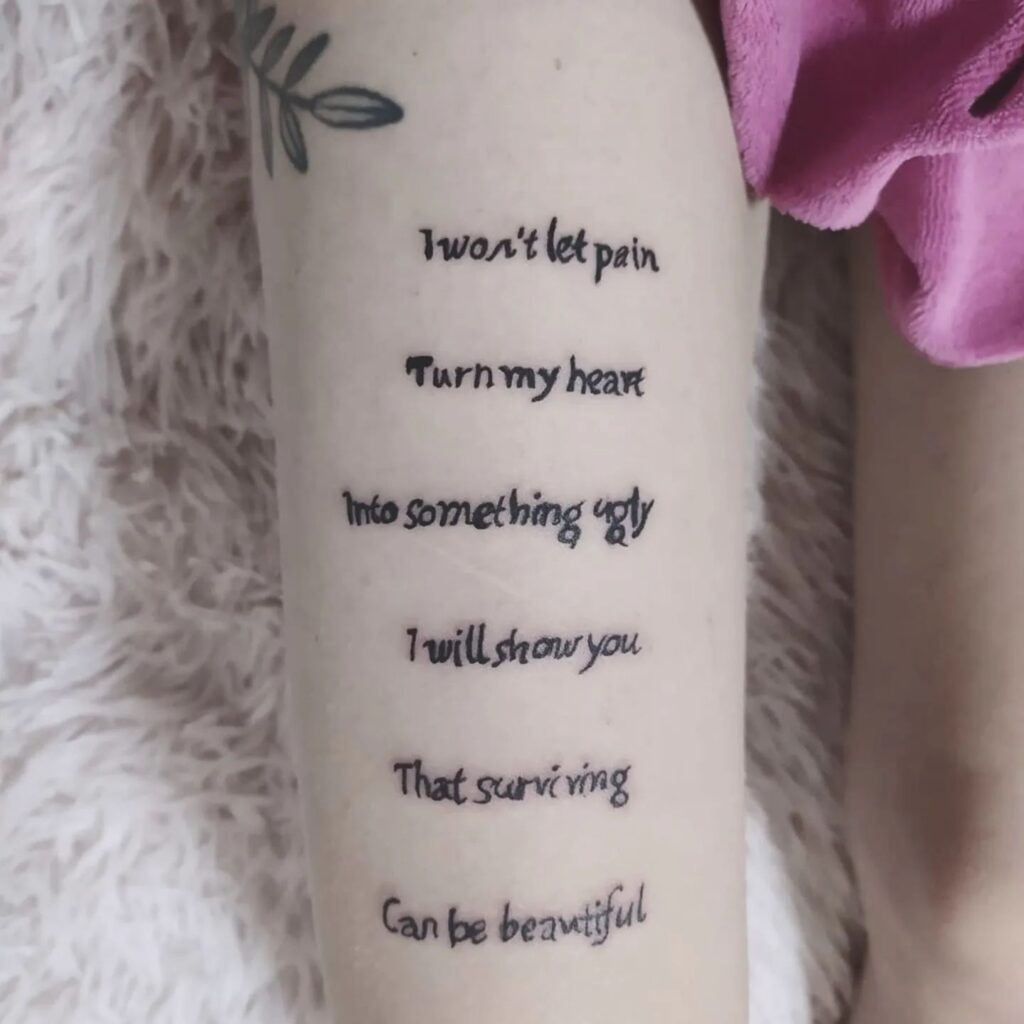 She Blooms Like a Flower Quote Tattoo Tattoo Design