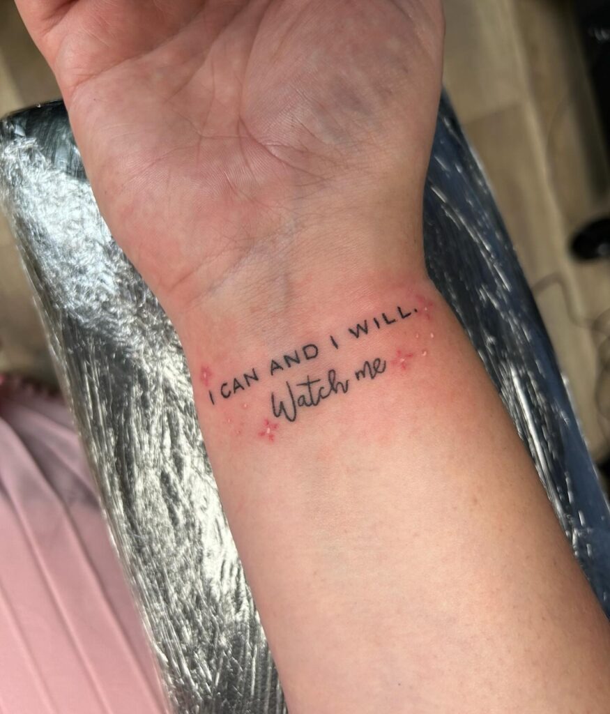 Strong & Divine Quote Tattoo Tattoo Design
