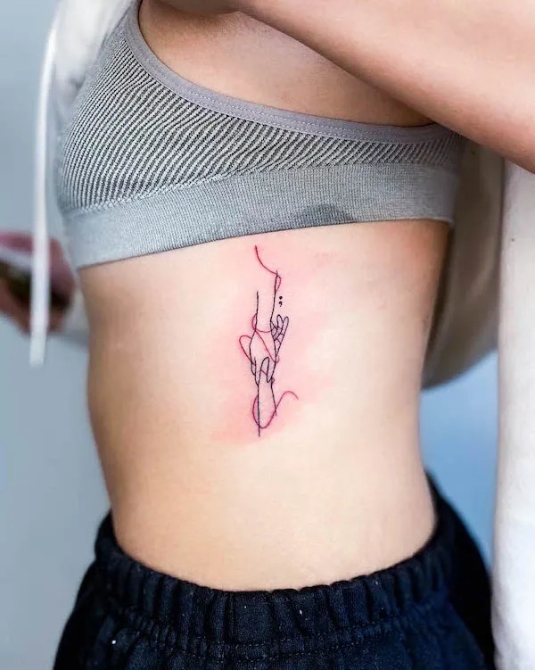 Minimalist Line Art of Hands Holding Tattoo Design