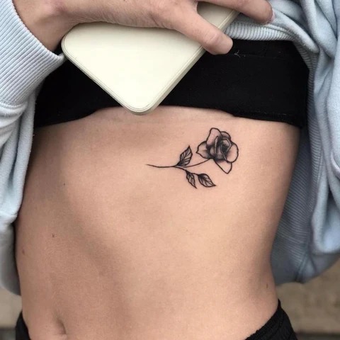 Minimalistic Single Rose Tattoo Design