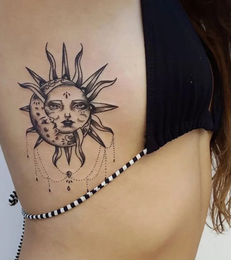 Sun and Moon in Perfect Harmony Tattoo Design