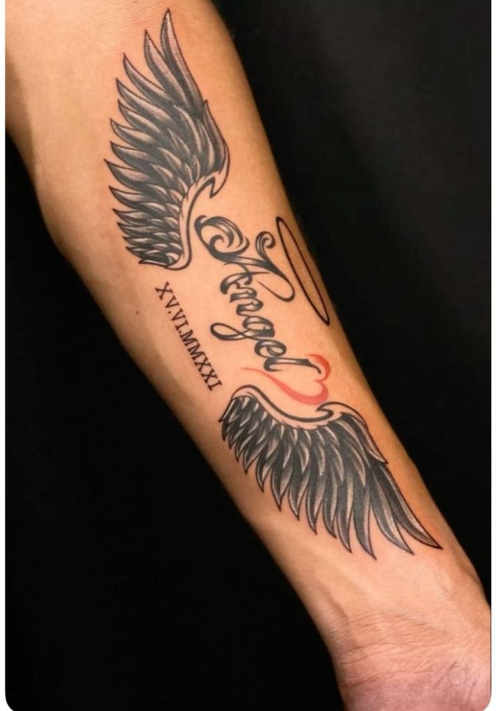 Curved Devotion Tattoo Design