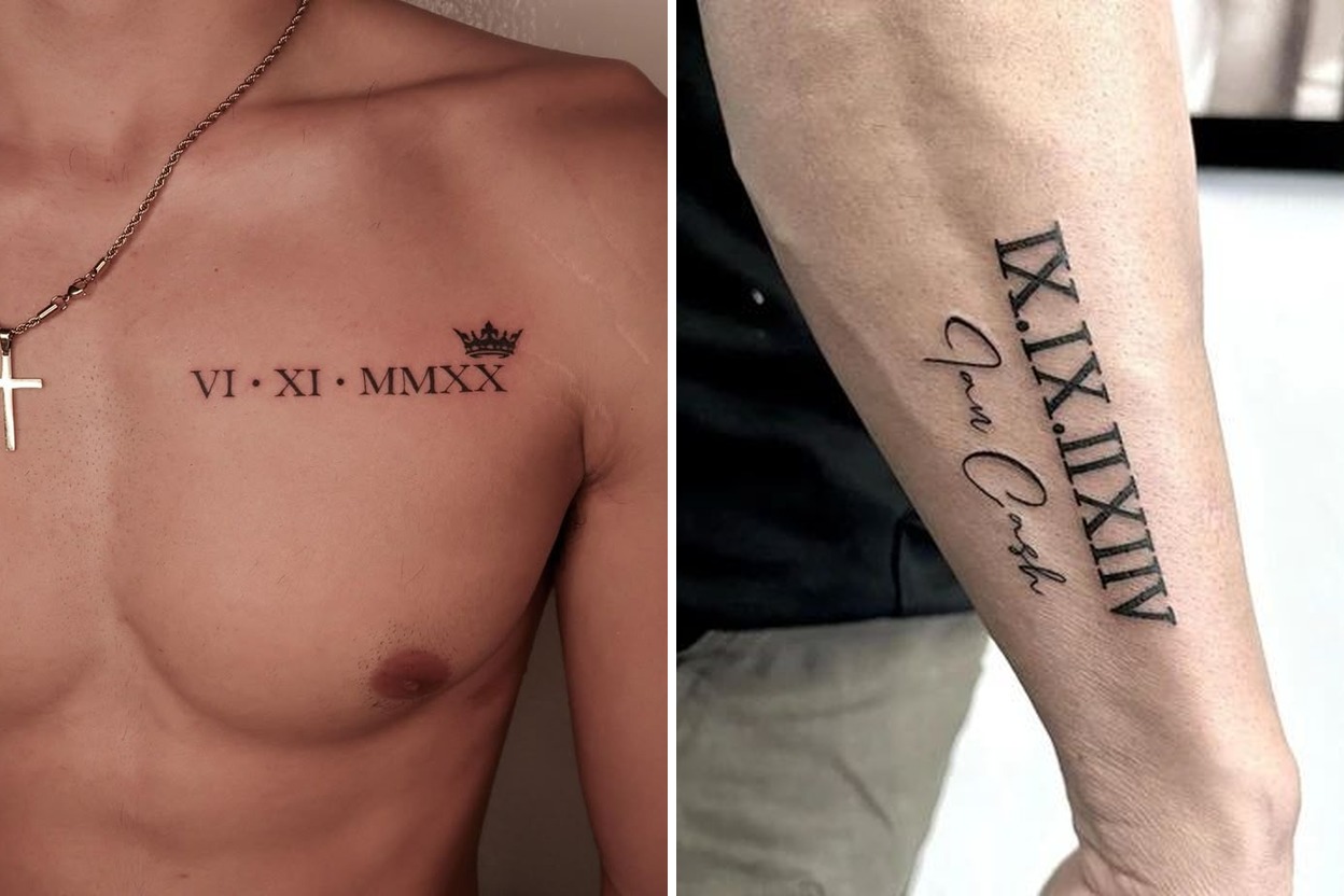 23+ Women Roman Numerals Tattoo Ideas And on Forearm Wrist Neck Ribs and Collarbone Featured Lookbook Collage