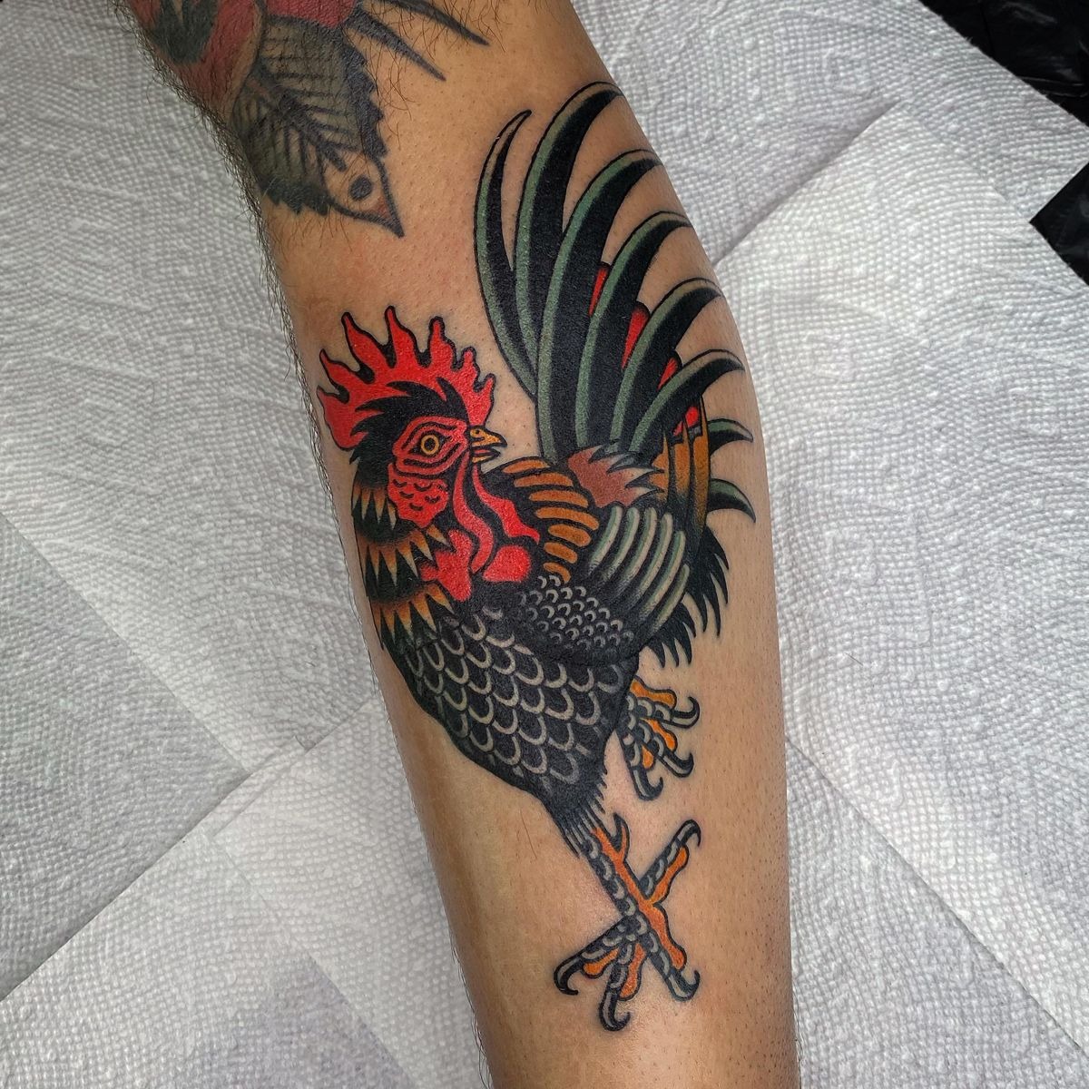 Bold Classic Rooster Forearm Tattoo Tattoo Design