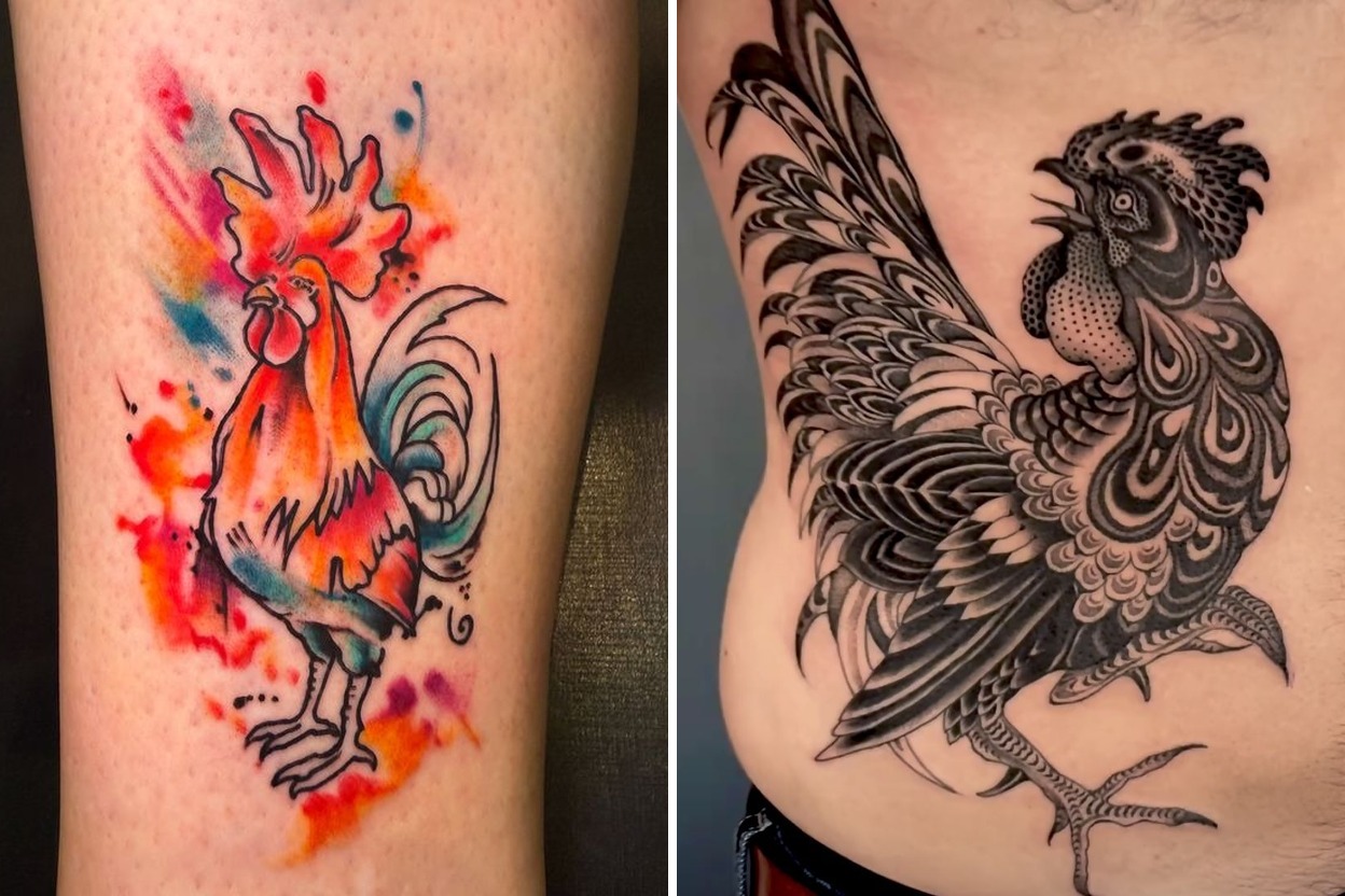 23+ Women Rooster Tattoo Ideas For Confident Men and Featured Lookbook Collage