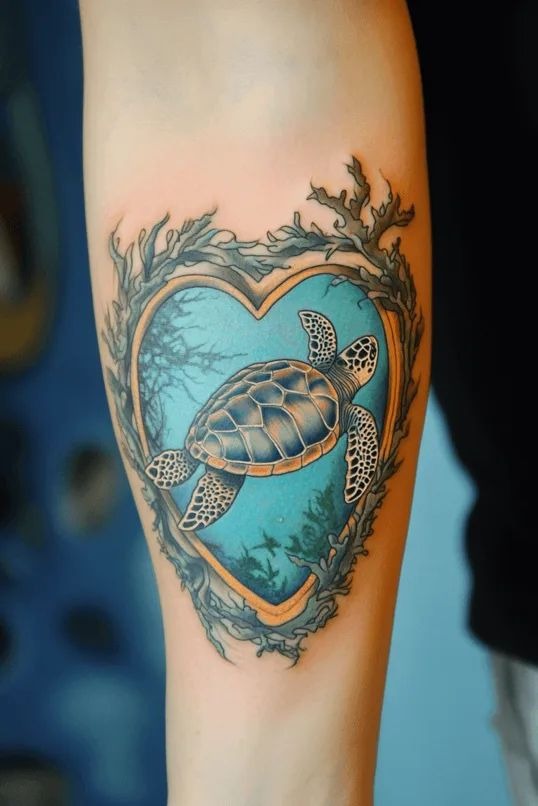 A heart-themed idea reappears here to present an underwater expression in cool blues.