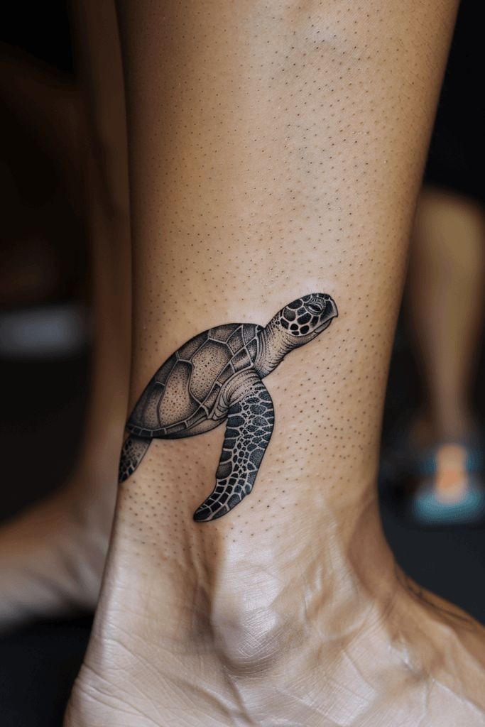 Cultural ambiguity belongs to a small bimizuged turtle that anyone can wear just above the ankle as it demonstrates poise and timelessness.