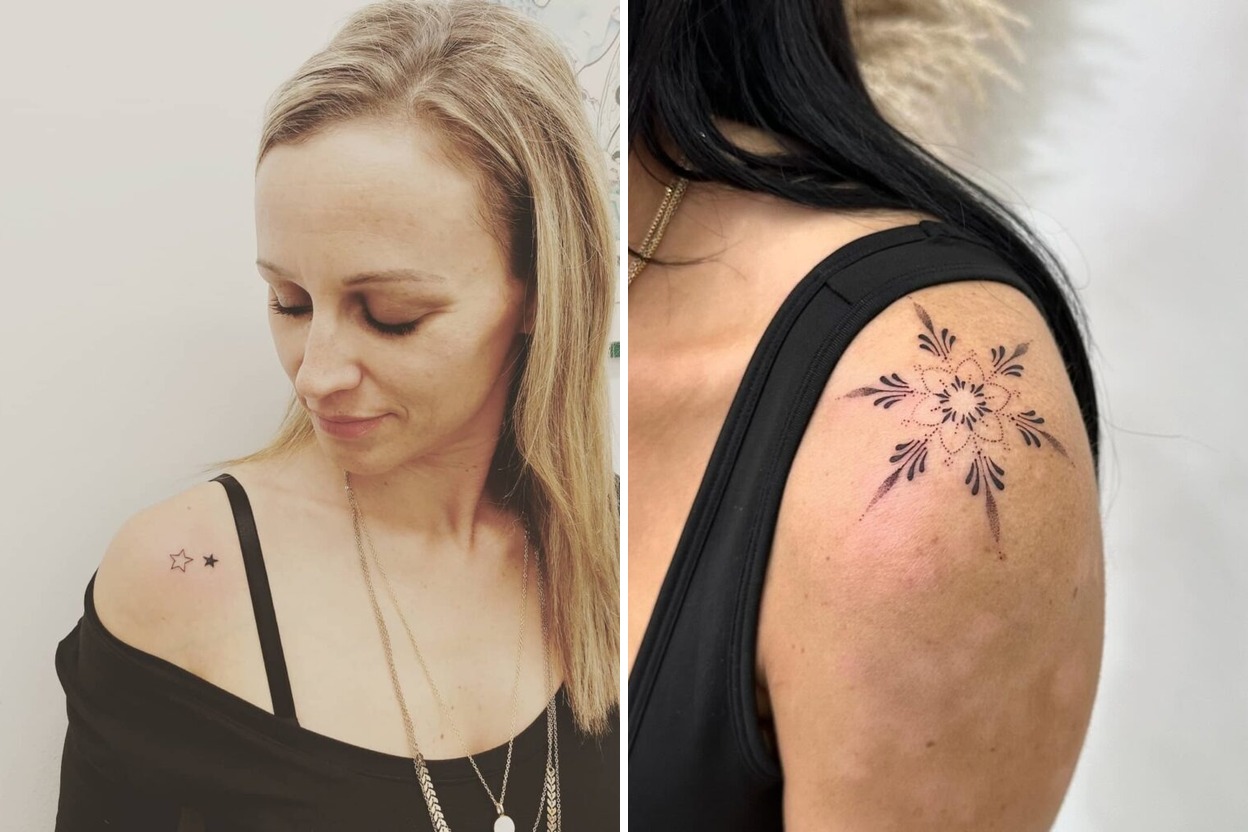 57 Beautiful Shoulder Tattoos for Women You’ll Want to Get Featured Lookbook Collage