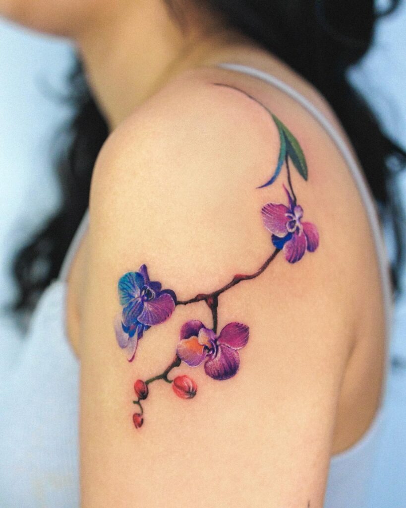 Floral Crescent Shoulder Tattoo Tattoo Design