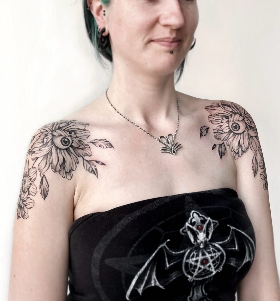 Floral Eye Shoulder Tattoo Tattoo Design