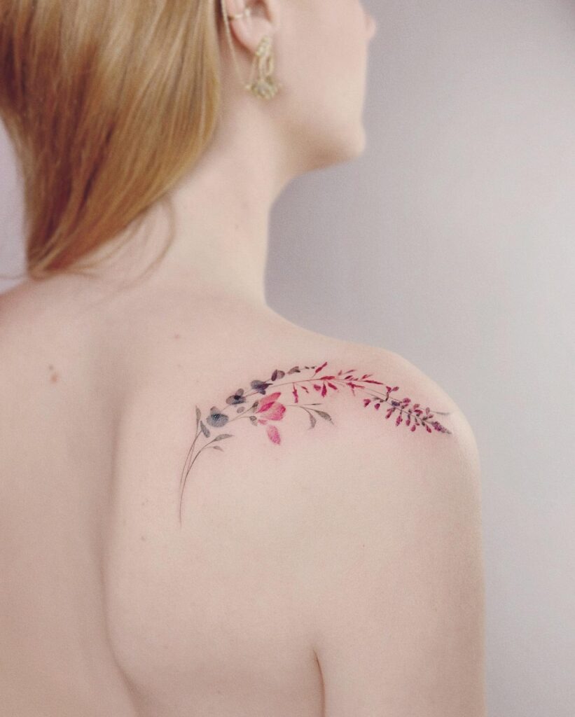 Flowing Red Betta Fish Shoulder Tattoo Tattoo Design