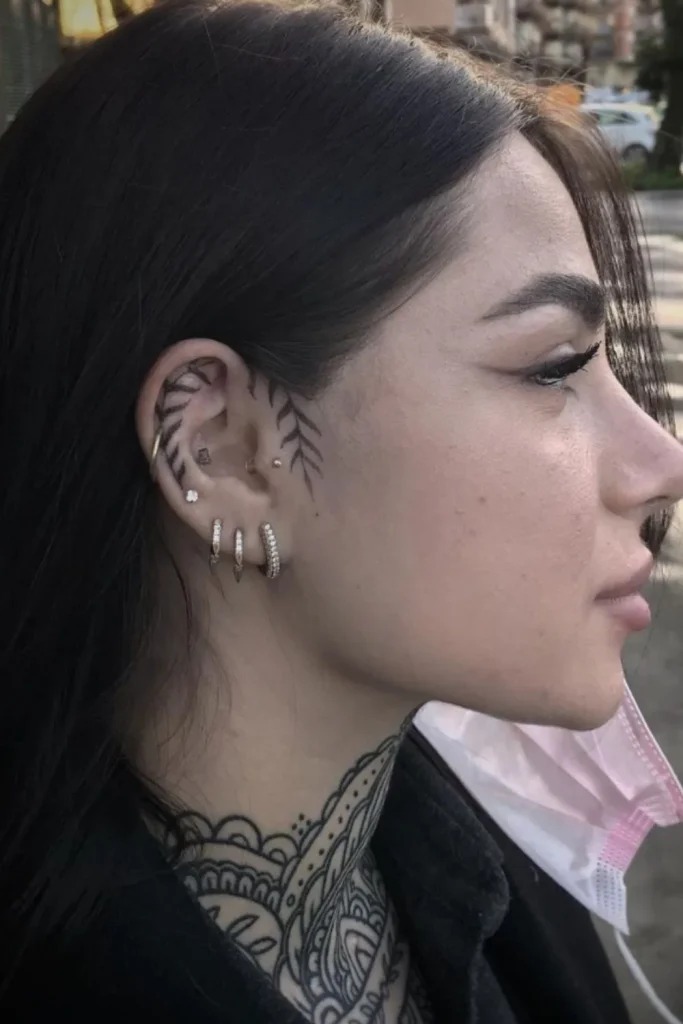 Delicate Fern Ear Tattoo Tattoo Design