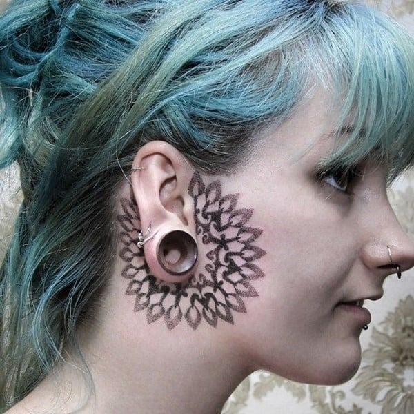 Geometric Pattern on the Jawline Tattoo Design