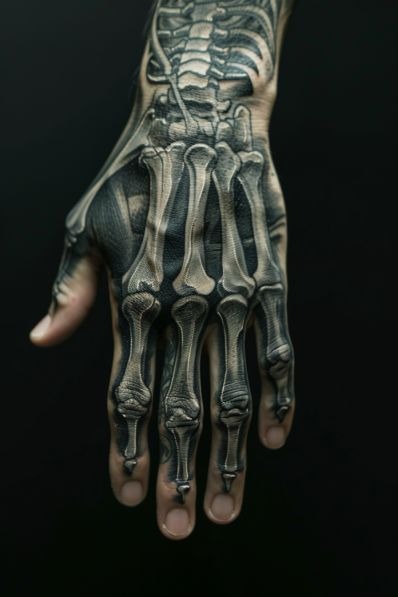 Bone Structure in Bold Contrast Tattoo Design