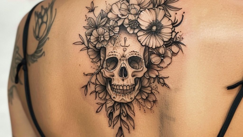 Bull Skull with Flowers Tattoo Tattoo Design