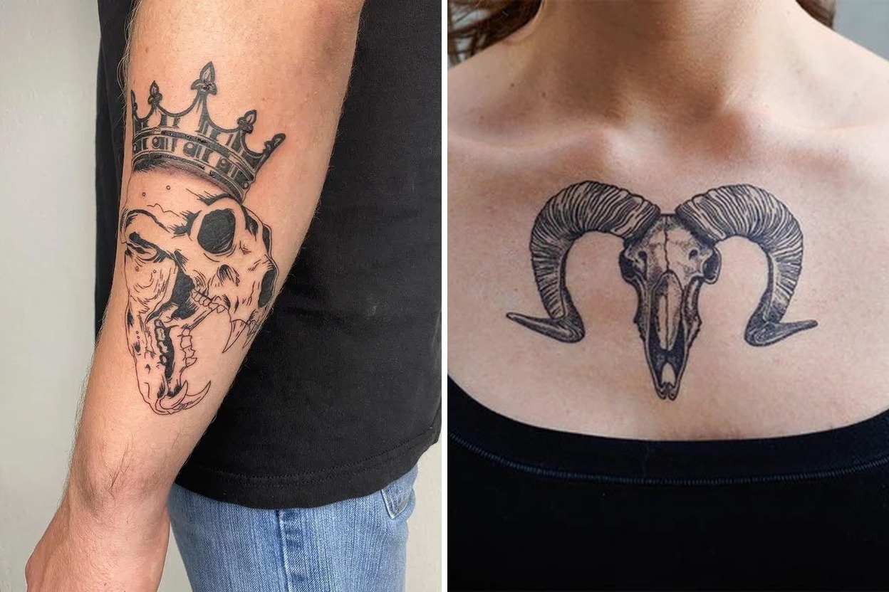 26+ Women Skull Tattoo Ideas And with Traditional Floral and Cute Touches Featured Lookbook Collage