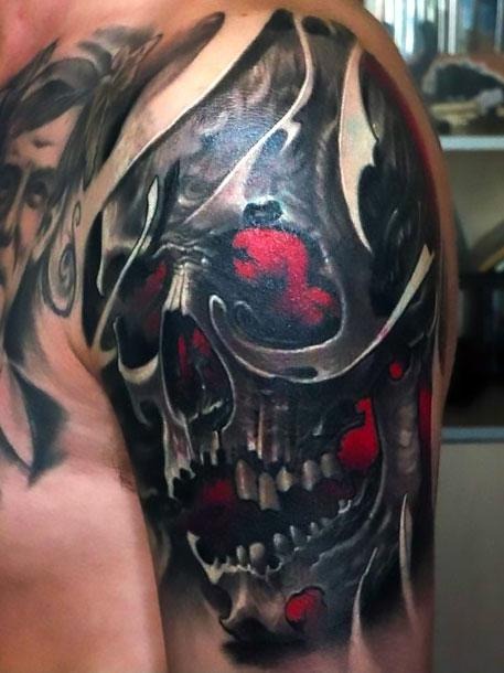 Peace Symbol and Floral Skull Tattoo Tattoo Design