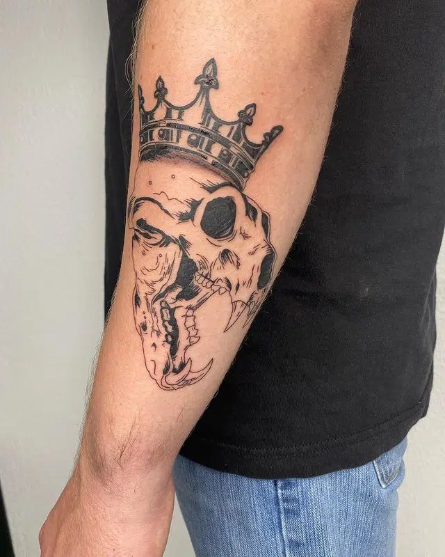 Regal Skull Tattoo with a Crown Tattoo Design